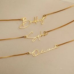 Pendant Necklaces Personalised Gold Name Necklace with Box Chain Custom Name Necklace Handmade Jewelry Personalised Birthday Gift for Her Mom 231211