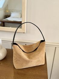 Evening Bags Vintage Suede Shoulder For Women Designer Velvet Fabric PU Leather Tote Handbags Female Casual Brown Purse Underarm Bag