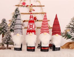 Christmas Decorations for Home Knitted Wool Faceless Old Man Wine Bottle Cap New Year Dinner Party Table Decor Navidad Gift 20217474006