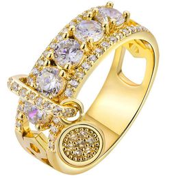 european and american fashionable and creative zircon ring female gold plated disc ring281c