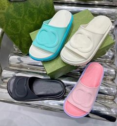 Designer Luxury Slipper Lady sandal Thick Bottom beach slides platform wedge rainbows summer slippers for women Ladies brands dearfoam rubber size35-41