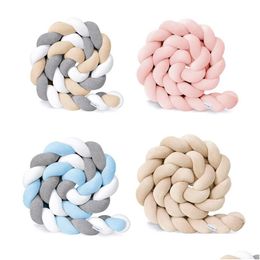 Bed Rails 1M2M Born Cot Bumper Baby Braid Knotcradle Crib Decorations Room Bebe Infant Knot Pillow Drop Delivery Kids Maternity Safety Dh0Vw