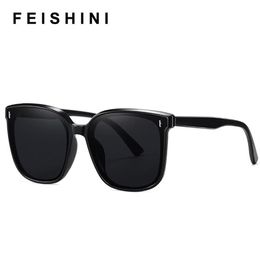 Sunglasses Feishini 2021 Brand Designer Unisex Women Black Fashion Korea Trendy Sun Glasses Plastic Square Stylish Shades221K