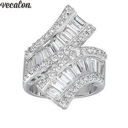 Vecalon Princess 925 Sterling Silver Cross ring 5A Zircon Cz Engagement wedding Band rings for women Bridal Finger Jewelry212z