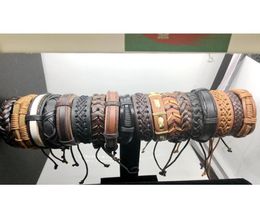 20Pcs Lots Vintage Mens Genuine Leather Surfer Bracelet Cuff Wristband Fashion Jewelry Gift Mixed Style Bracelet Bvh4H8383811