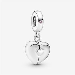 100% 925 Sterling Silver Family Heart Locket Dangle Charms Fit Original European Charm Bracelet Fashion Women Wedding Engagement J260E