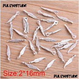 Charms Two Colour Vintage Metal Zinc Alloy Small Feather Fit Jewellery Animal Pendant Makings Drop Delivery Findings Components Dhm6K