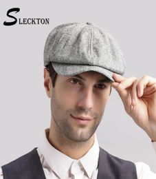 Mens sboy Cap Warm Winter Hats for Men Fashion Tweed Berets Retro Octagonal Hat Dad Hats Peaky Blinder29577632161215