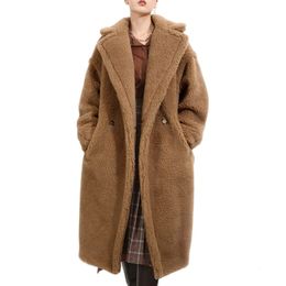 Women's Fur Faux Female Coat Teddy Bear Women Alpaca Wool Loose Coats Winter Warm Thicken Classic Red 231211