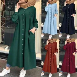 Ethnic Clothing Women Muslim Dubai Abaya Kimono Hijab Long Dress Kaftan Islam Button Shirt Maxi Dresses Vestidos Robe African