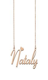 Nataly Name Necklace Custom Nameplate Pendant for Women Girls Birthday Gift Kids Friends Jewelry 18k Gold Plated Stainless St2636759