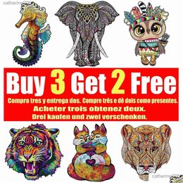 Puzzles Adts Animal Wooden Puzzle Fox Lion Eagle Jigsaw Wood Educational Toys For Kids Buy 3 Get 2 Drop Delivery Gifts Otezf