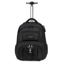 School Bags 18 Inch Travel Trolley Bag Men Rolling Backpack Wheeled With Wheels Luggage For Teenagers225L