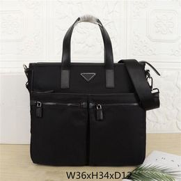 Men's Black Waterproof Nylon Designer Briefcase High Quality Laptop Bag Large Capacity Retro Fashion Office Handbag2805