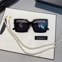 Summer high quality famous sunglasses oversized flat top ladies sun glasses chain women square frames fashion designer with packag217L