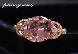 PANSYSEN Romantic 10ct Morganite Diamond Wedding Party Rings for Women Solid 925 Sterling Silver Natural Stone Fine Jewelry Ring15301465