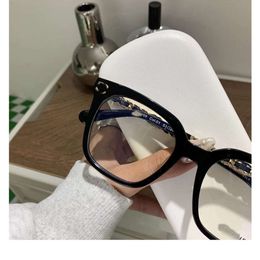 Guccs Sunglasses Small Fragrant Wind Classic Versatile Trendy Plain Face Mirror Frame Anti Blue Light Square Round Face Slimming Can Be Paired With Myopia Glasse