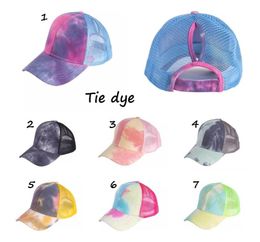 Tiedye Ponytail Hat Baseball Cap Messy Buns hat Trucker Pony caps unisex Visor Cap Dad Hat mesh summer outdoor Snapbacks5799429