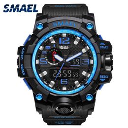 Man Watch SMAEL Brand Sport Watches Date Alarm Stopwatch Men Clock Sport Watch Digital S THOCK 1545 Blue LED Watch Watproof249g