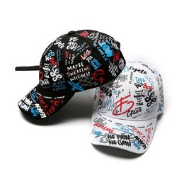 Fashion cotton wild baseball cap Unisex Women Men Hat Adjustable Black White Colour Printing Graffiti golf Caps outdoor sun hats4266759