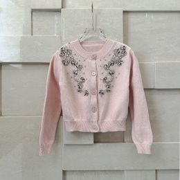 Free Shipping Pink Beads Print Women's Cardigan Brand Same Style Women's Sweaters DH307