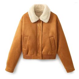 Women's Jackets SLTNX Winter Coat For Women Luxury Designer Clothing Korean Autumn Clothes Bomber Wool Short Elegant