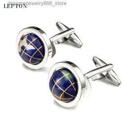 Cuff Links Lepton Novelty Globe Earth Cufflinks For Mens High Quality Rotatable Globe Earth World Map Cuff links Relojes Gemelos Q231211