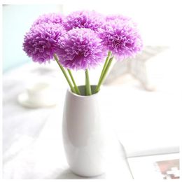 Whole 10PCS Decorative Artificial Slik Flowers hydrangea green onion ball imitation flowers Weeding Home Decor Festival Party 5324034