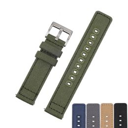 Watch Bands EACHE Fabric Canvas Band With Quick Release Spring Bar Black Green Grey Khaki Blue 20mm 22mm276K