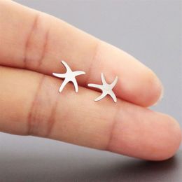 Everfast New Tiny Star Fish Earring Stainless Steel Earrings Studs Fashion Nautical Starfish Ear Jewelry Gift For Women Girls Kids317z