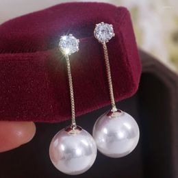 Dangle Earrings Fashion Elegant Simulated Pearl Drop For Women Gifts Korean Zircon Crystal Female Wedding Jewellery