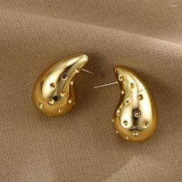 Stud Earrings Vintage Glossy Pitted Waterdrop Dangle For Women Lightweight Thick Teardrop Gold Plated Chunky Hoops Fashion Jewellery
