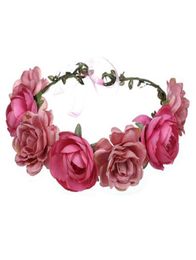 Rose Flower Headband Head Band Floral Head Wreath Headpiece Girls Hairband Accessories Bridal Garland Wedding Party Headwear4944558