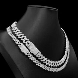 necklace moissanite chain Hot Sale Hip Hop Men 8mm10mm Diamond Hiphop Cuban Chain Thickened Plated Brass Zirconia Necklace