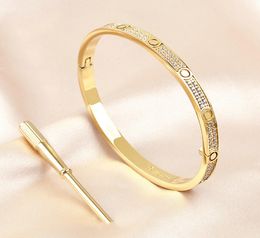 50off Titanium Steel Bangle Bracelet 2 Row Full Diamond Women Men Bracelets Distance Jewelry Gift 1619 without box set spinnerto9495920