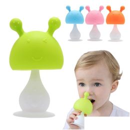 Pacifiers Sile Baby Teether For Teeth Mushroom Teething Toy Rattle Molar Soft Safety Gums Gift Drop Delivery Kids Maternity Feeding Dhtuv