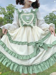 Casual Dresses Japanese Kawaii Lolita Style Cosplay Maid JSK Women'S Square Collar High Waist Ruffled Spaghetti Strap Princess