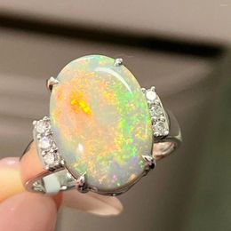 Cluster Rings LR2023 Fine Jewellery Pure 18K Gold Natural White Opal Gemstones 5.02ct Female For Women Ring