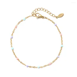 Charm Bracelets ZMZY Fresh Colour Thin Link Chain Collocation Fashion Stainless Steel For Women Lucky Jewellery Gifts