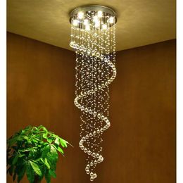 Crystal Chandeliers Pendant Lamps Fixtures Indoor Spiral Hanging Lamp Decor Ceiling Light for el Hall Stairs242s