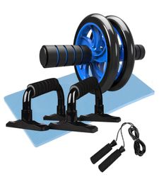 5in1 AB Wheel Roller Kit Spring Exerciser Abdominal Press Wheel Pro with PushUP Bar Jump Rope and Knee Pad Portable Equipment6881937