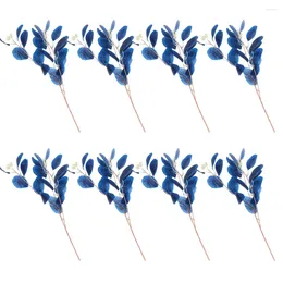 Decorative Flowers 8 Pcs Simulated Eucalyptus Leaves Artificial Plant Branch Flower Arrangement Work Desk Decor Stems Adornments Iron Picks