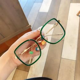 Fashion Sunglasses Frames Oversized Alloy Square Clear Glasses For Women Vintage Green Orange Big Eyeglasses Elegant Shades Black 275i