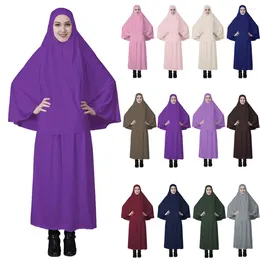 Ethnic Clothing Ramadan Muslim Prayer Garment 2 Piece Set Women Khimar Abaya Long Hijab Skirt Full Cover Islam Clothes Burka Niqab Robe