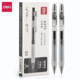 Gel Pens DELI Retractable Gel Ink Pens Black Blue Bullet Tip Office Writing Pen 0.5 mm Replaceable Refills School Supplies 231211