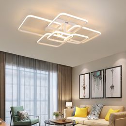 Modern Led Ceiling Lights Living room Led Chandelier Ceiling Lamp For Bedroom Study Kitchen Square White Chandeliers APP/Remote