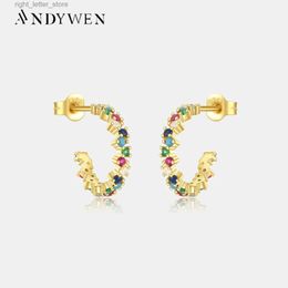 Stud ANDYWEN 925 Sterling Silver Gold 12mm Guadaloupe Multicolour 18k Gold Plated Hoop Earrings Piercing Luxury Jewellery Clips Pendien YQ231211