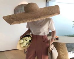 Fashion Woman Large Straw Hats Sun Hat Beach Anti Sun Protection Foldable Straw Cap Cover Oversized collapsible sunshade beach str4339428