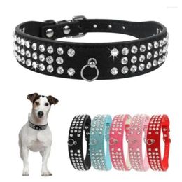 Dog Collars 5 PCS Rhinestone Suede Leather Pet Collar Bling Crystal For Small Medium Large