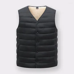 Men's Vests Men Casual Fleece Vest Winter Thick Lamb Wool High Quality Single Breasted Jackets Solid Thickening Warmer Sleeveless Waistcoat